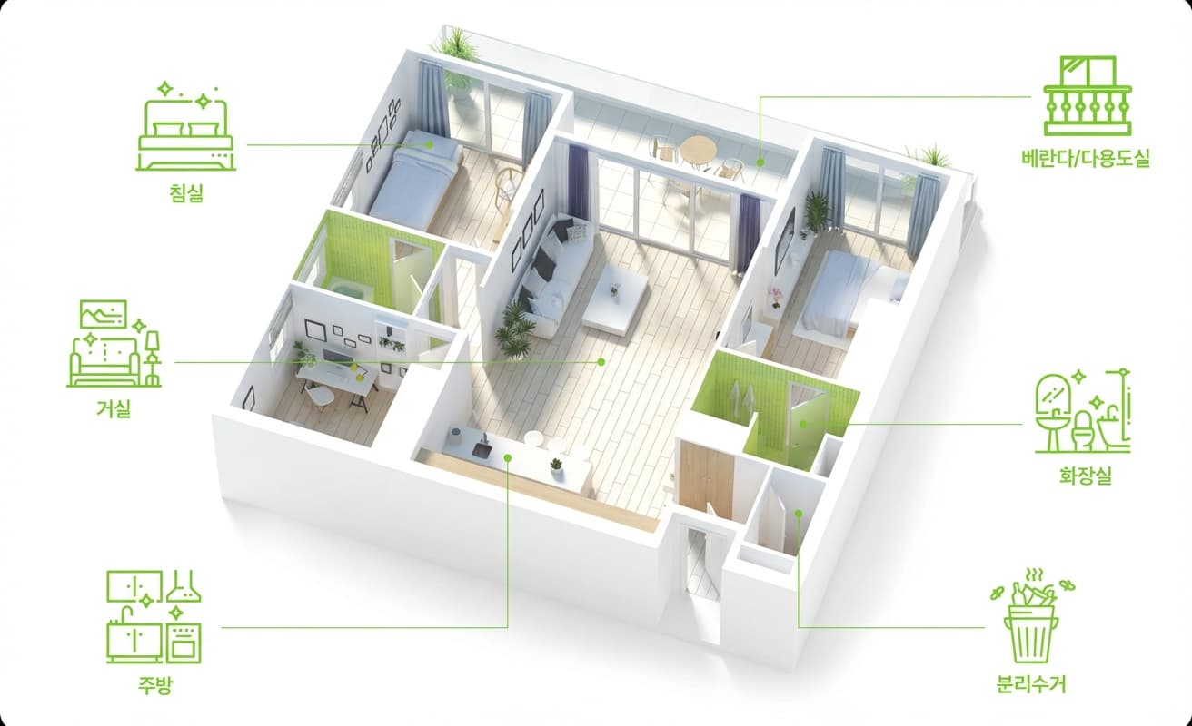 가정집 정기 관리 서비스 흐름 안내